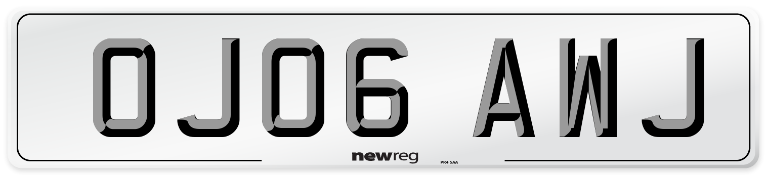 OJ06 AWJ Number Plate from New Reg